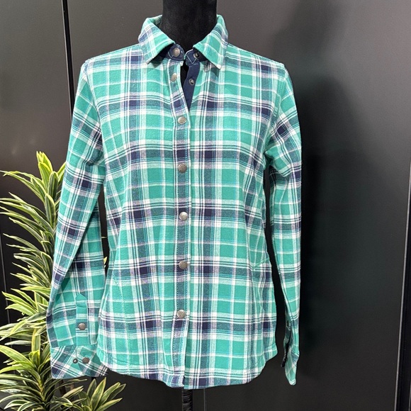 GARAGE Fleece Lined,plaid flannel shacket/top, hip pockets,snap up, heavy,warm - Picture 1 of 11